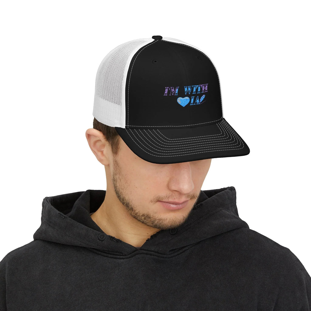Trucker Cap — "I'm With IA" Heart Graphic Snapback Printify