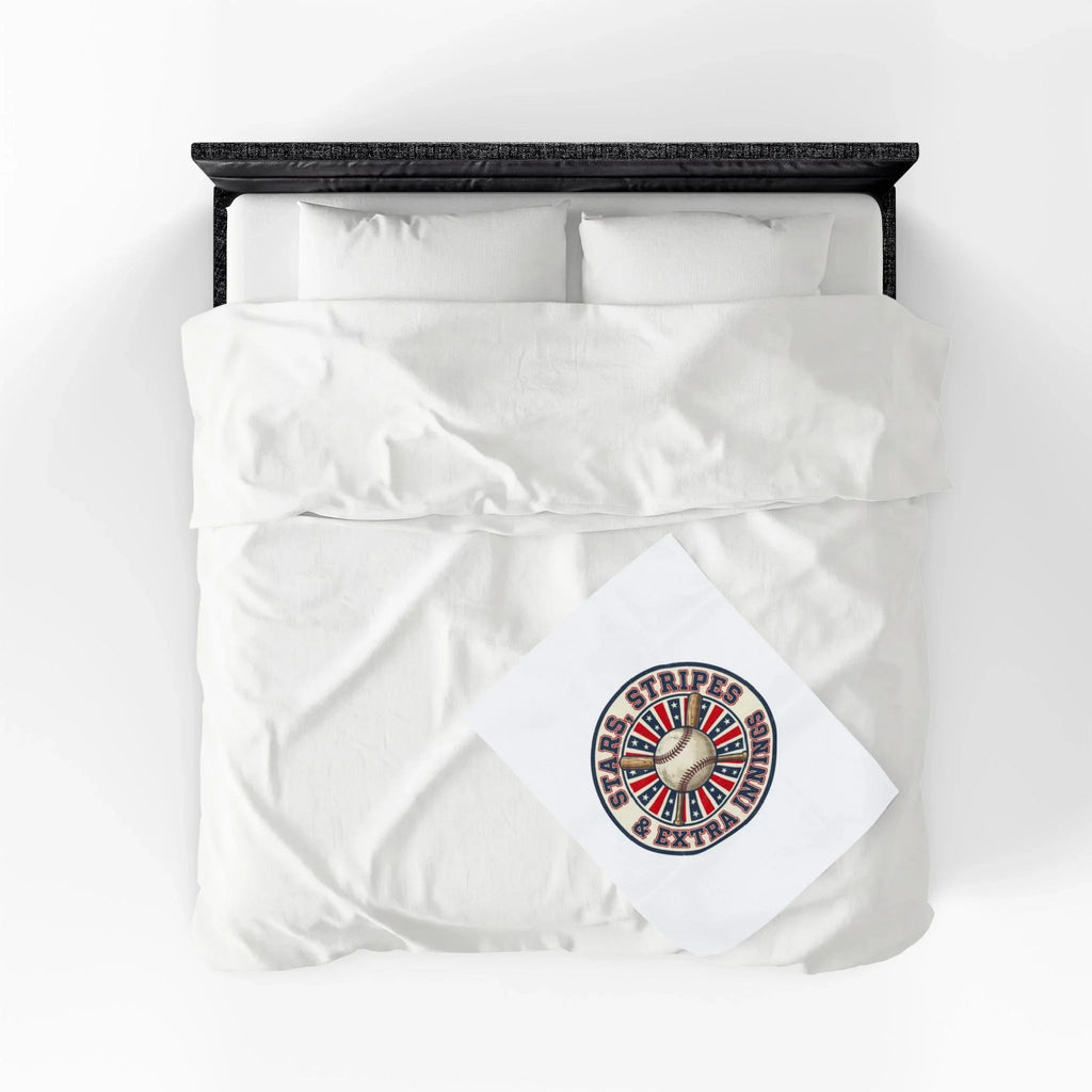 Stars & Stripes Baseball Blanket | Patriotic Vintage Ballpark Aesthetic Printify