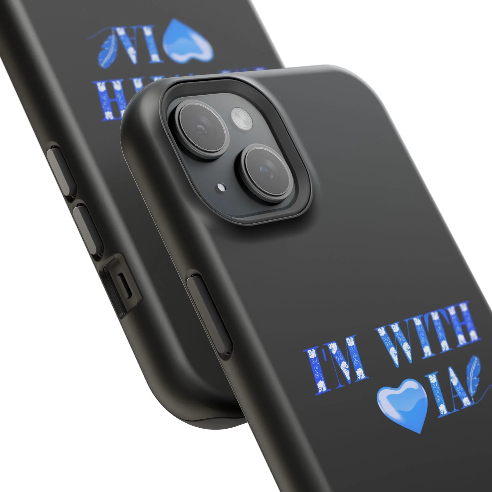 AI Phone Case — "I'm With IA" Blue Heart Magnetic Impact-Resistant Case Printify